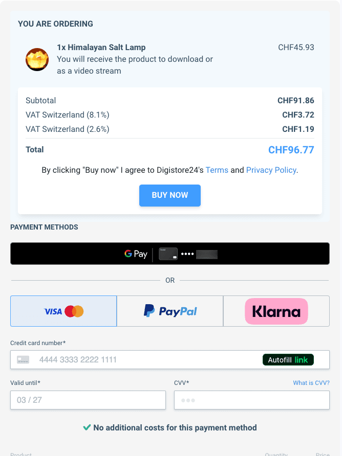 Payments experience at Digistore24